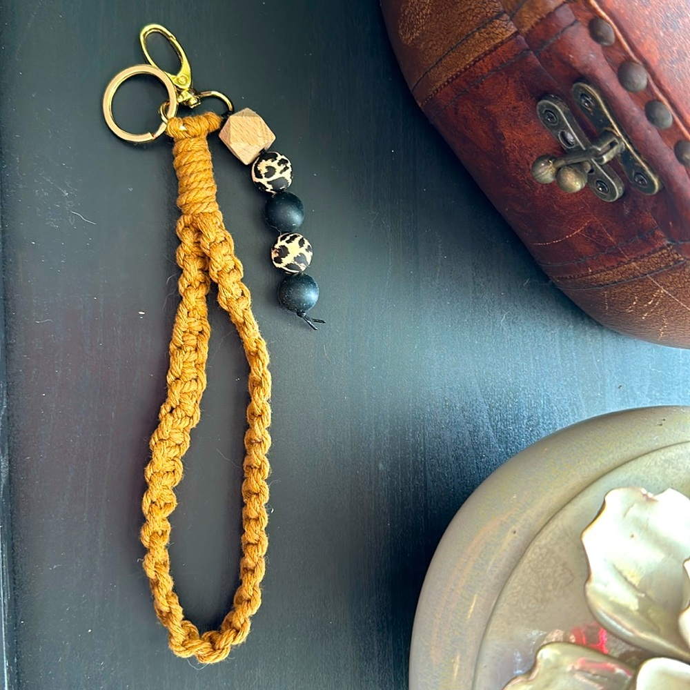 Macrame wrist strap keychain handmade